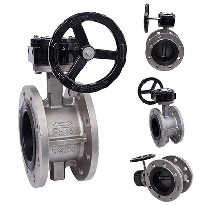 Válvula de borboleta de linha média D341X-16P de aço inoxidável para DN40-300 a temperatura normal