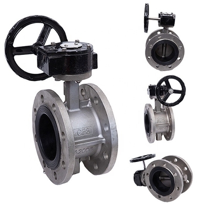 Válvula de borboleta de linha média D341X-16P de aço inoxidável para DN40-300 a temperatura normal
