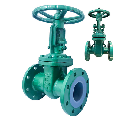 Valva de porta de escotilha revestida de PTFE de aço fundido manual com flange Z41F46-16C para tratamento de água