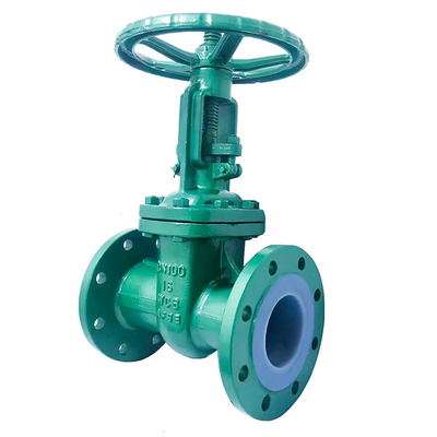 Valva de porta de escotilha revestida de PTFE de aço fundido manual com flange Z41F46-16C para tratamento de água