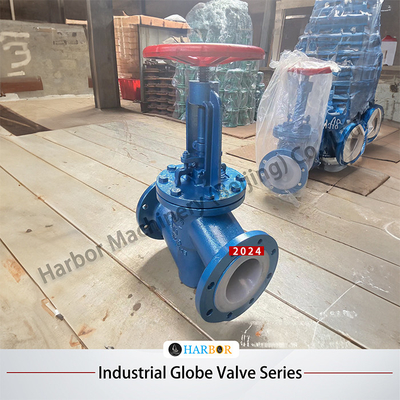 Válvulas globulares de aço fundido revestidas de PTFE resistentes à corrosão J41F46-16C DN15-DN300