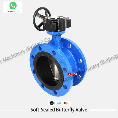DN40-DN1200 Conexão manual de flange Turbina de ferro dúctil válvula borboleta para benefício