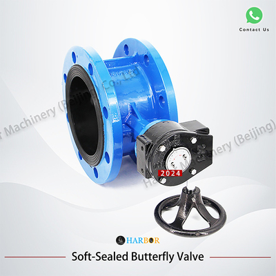 DN40-DN1200 Conexão manual de flange Turbina de ferro dúctil válvula borboleta para benefício
