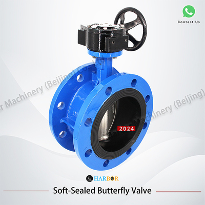 DN40-DN1200 Conexão manual de flange Turbina de ferro dúctil válvula borboleta para benefício