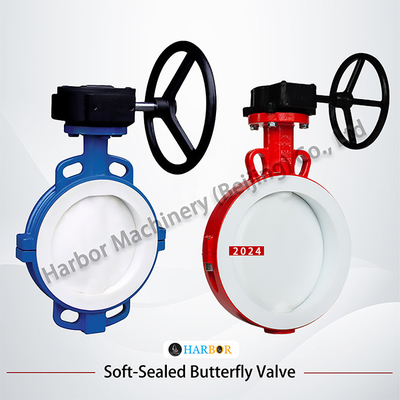 Válvula de borboleta de wafer de turbina revestida com PTFE D371F46-16C com resistência a ácidos e álcalis