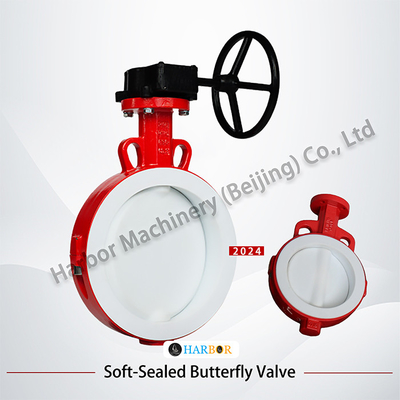 Válvula de borboleta de wafer de turbina revestida com PTFE D371F46-16C com resistência a ácidos e álcalis