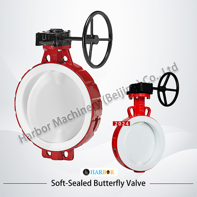 Válvula de borboleta de wafer de turbina revestida com PTFE D371F46-16C com resistência a ácidos e álcalis