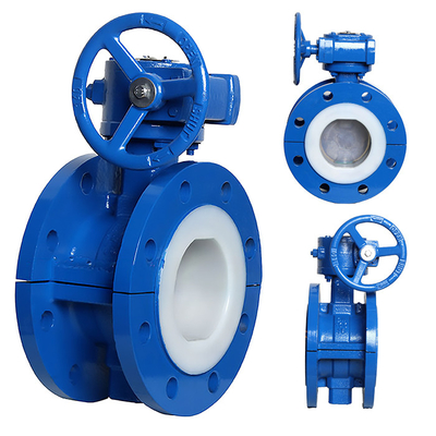 Turbina de aço fundido totalmente revestida de PTFE válvula borboleta de flanges D341F46-16C para industrial
