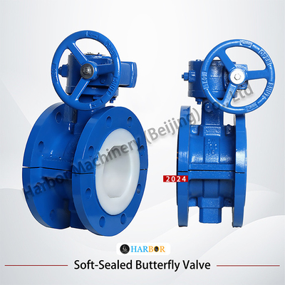 Turbina de aço fundido totalmente revestida de PTFE válvula borboleta de flanges D341F46-16C para industrial