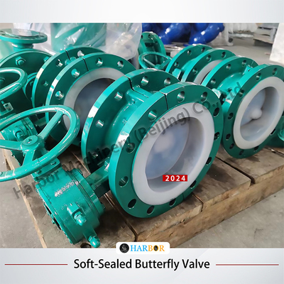 Turbina de aço fundido totalmente revestida de PTFE válvula borboleta de flanges D341F46-16C para industrial