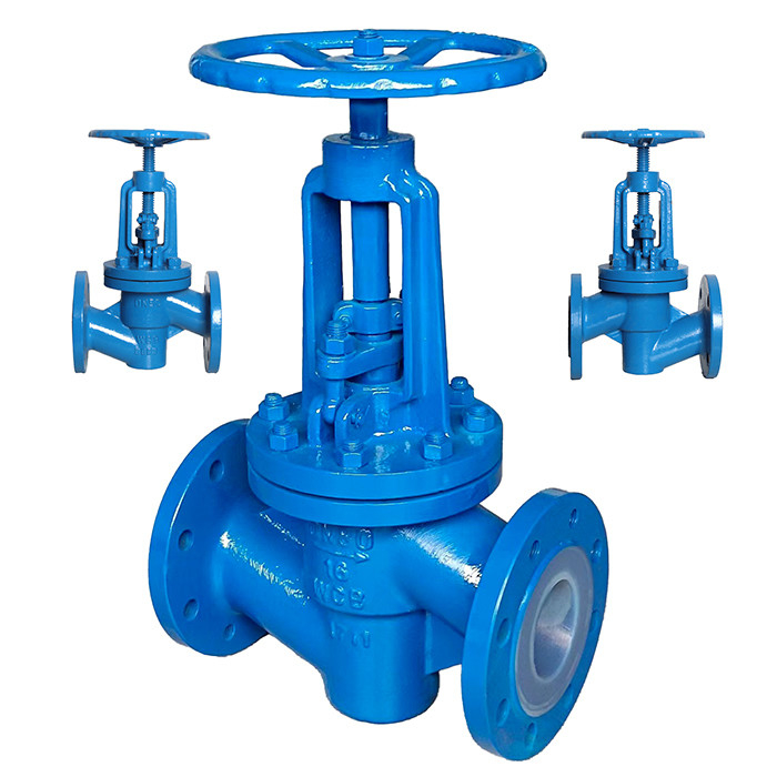Válvulas globulares de aço fundido revestidas de PTFE resistentes à corrosão J41F46-16C DN15-DN300